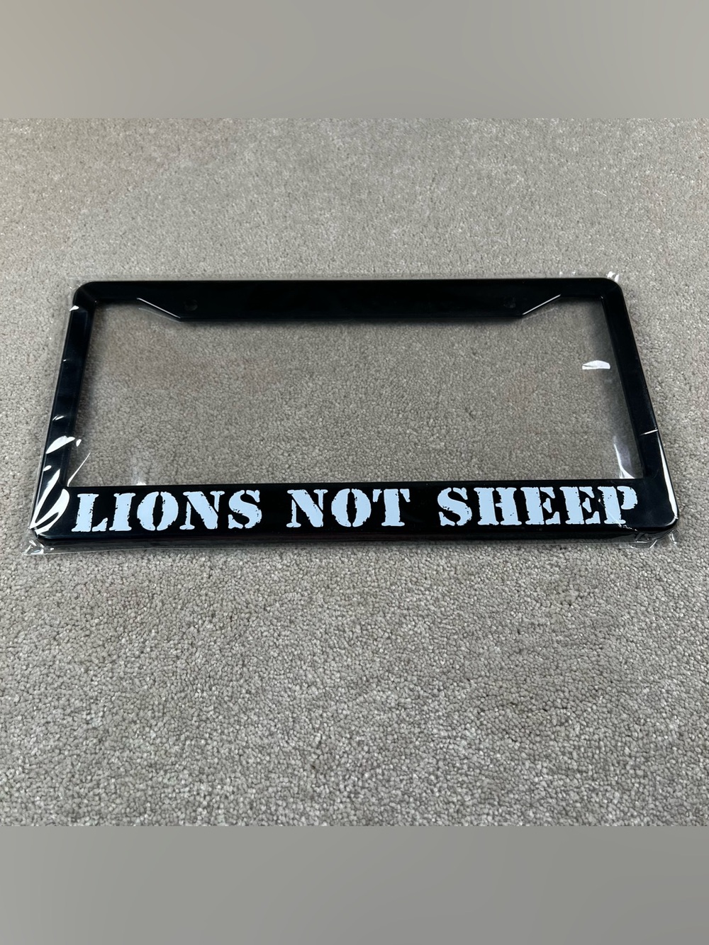 Lions Not Sheep License Plate Frame Black White New